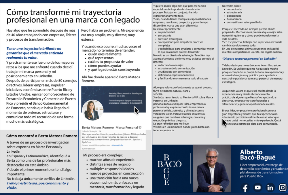 Testimonios de mi cliente Alberto Baco-Bagué